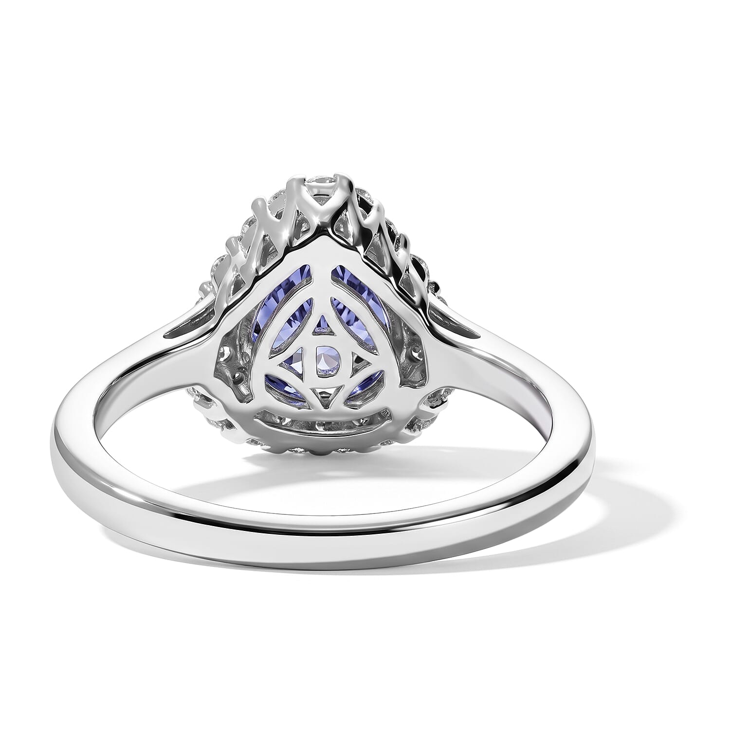 D'Joy Premium Tanzanite and Moissanite 1.35 ctw Ring in Rhodium Over Sterling Silver (Size 6.0)