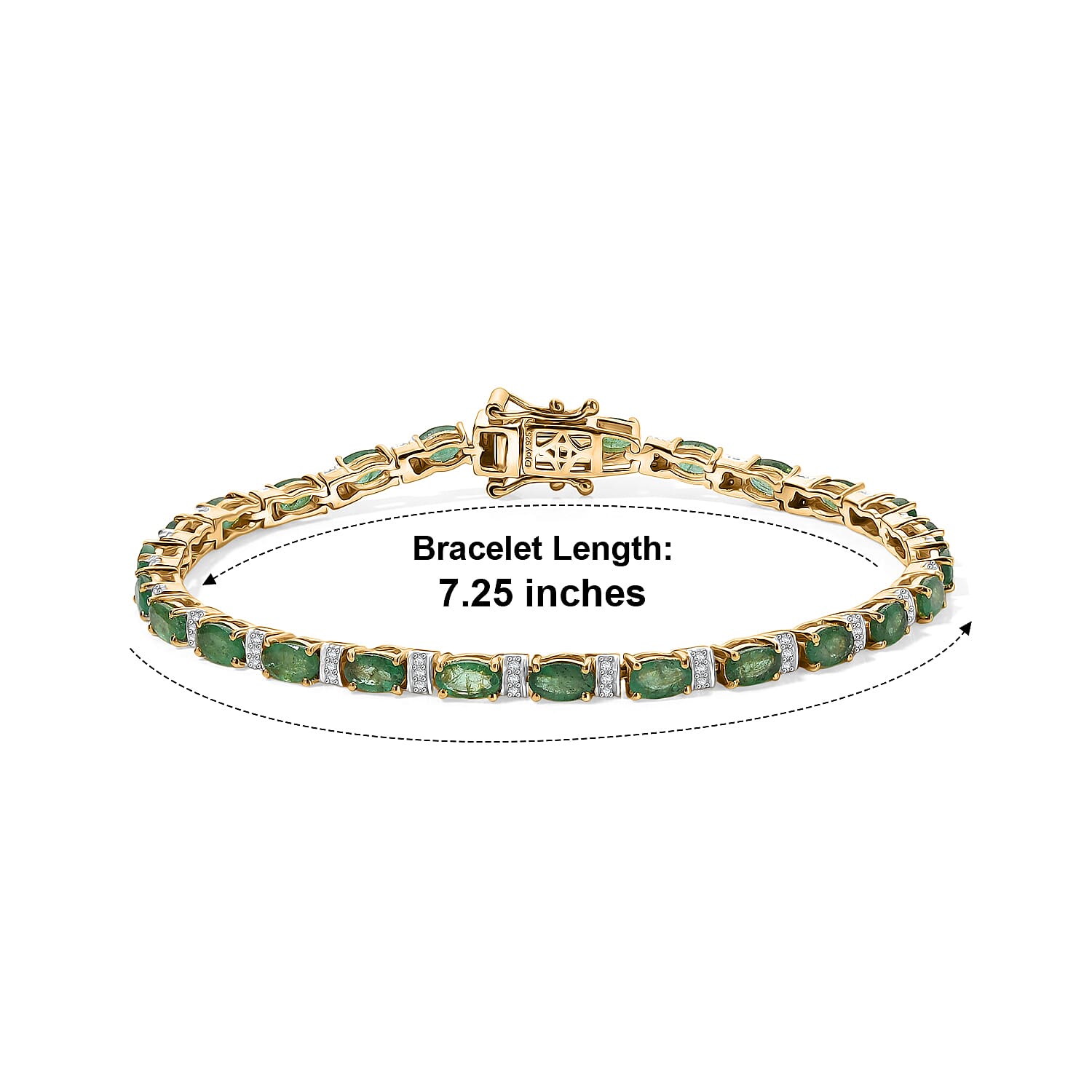 D'Joy Premium Kagem Zambian Emerald and Moissanite 5.50 ctw Dynasty Tennis Bracelet in 18K Vermeil YG Over Sterling Silver (6.50 In)