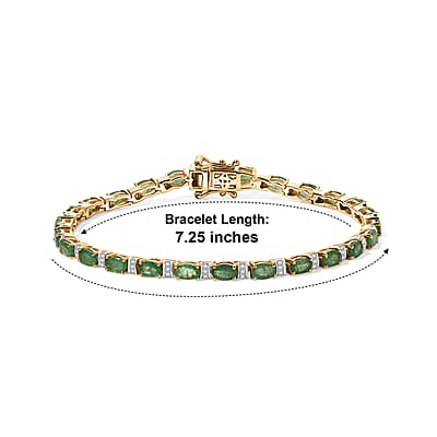 D'Joy Premium Kagem Zambian Emerald and Moissanite 5.50 ctw Dynasty Tennis Bracelet in 18K Vermeil YG Over Sterling Silver (6.50 In)