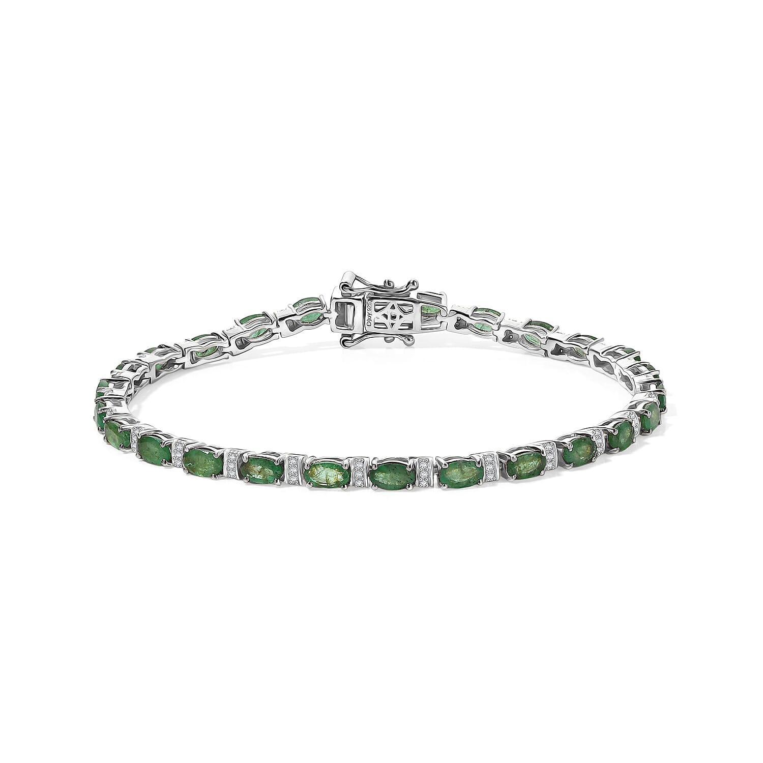 D'Joy Premium Kagem Zambian Emerald, Moissanite Dynasty Tennis Bracelet in 18K Vermeil YG Over Sterling Silver (7.25 In) 6.25 ctw