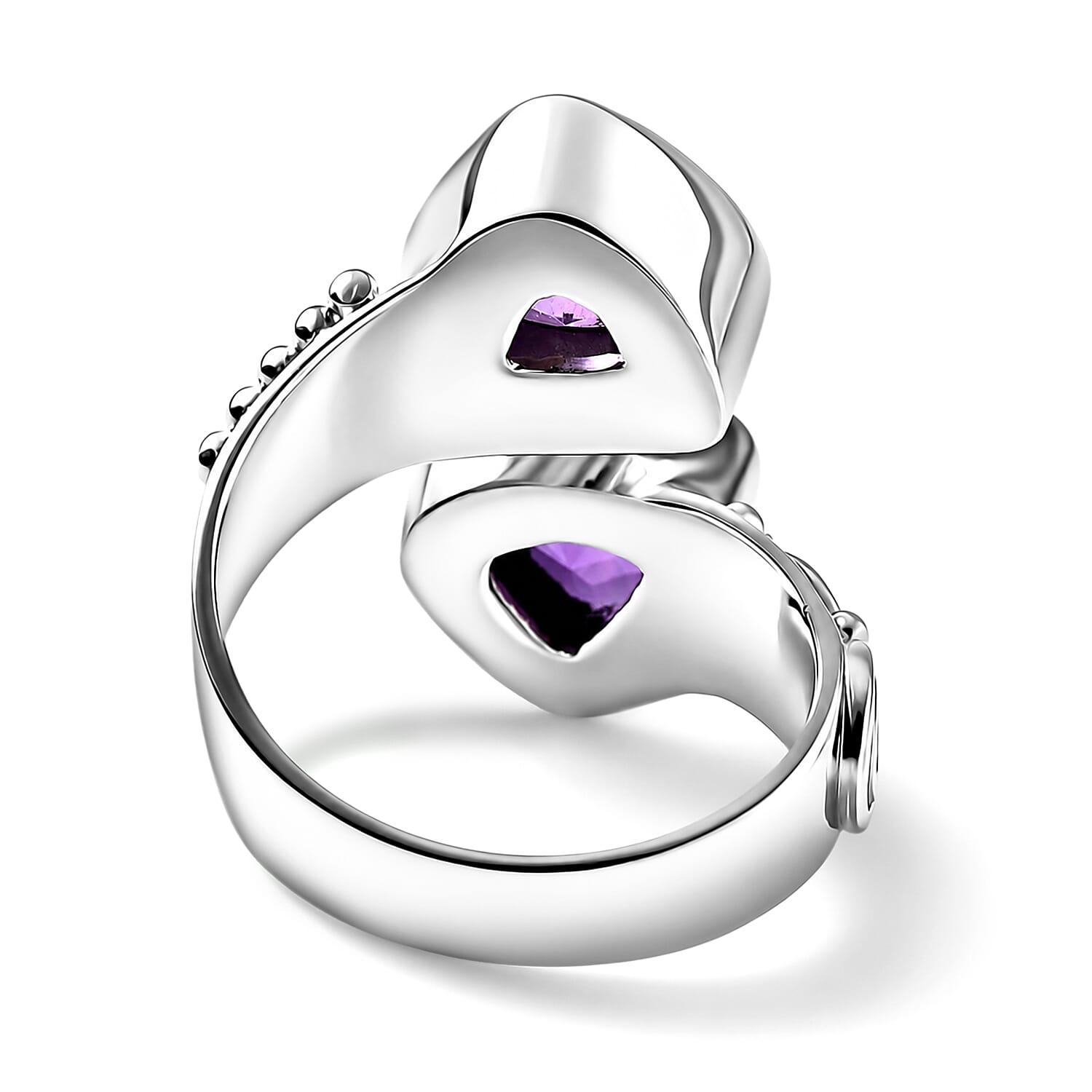 D'Joy Sajen Silver African Amethyst 5.70 ctw Bypass Ring in Sterling Silver (Size 6.0)