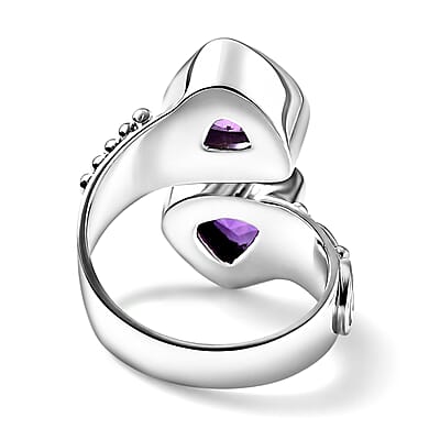 D'Joy Sajen Silver African Amethyst 5.70 ctw Bypass Ring in Sterling Silver (Size 6.0)