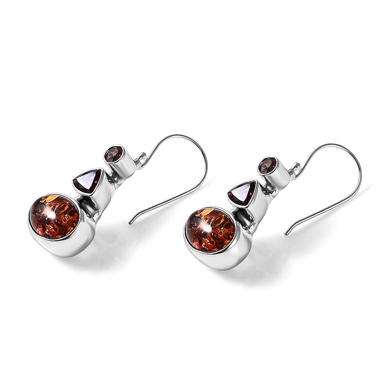 D'Joy Sajen Silver Baltic Amber and Multi Gemstone 2.25 ctw Earrings in Sterling Silver