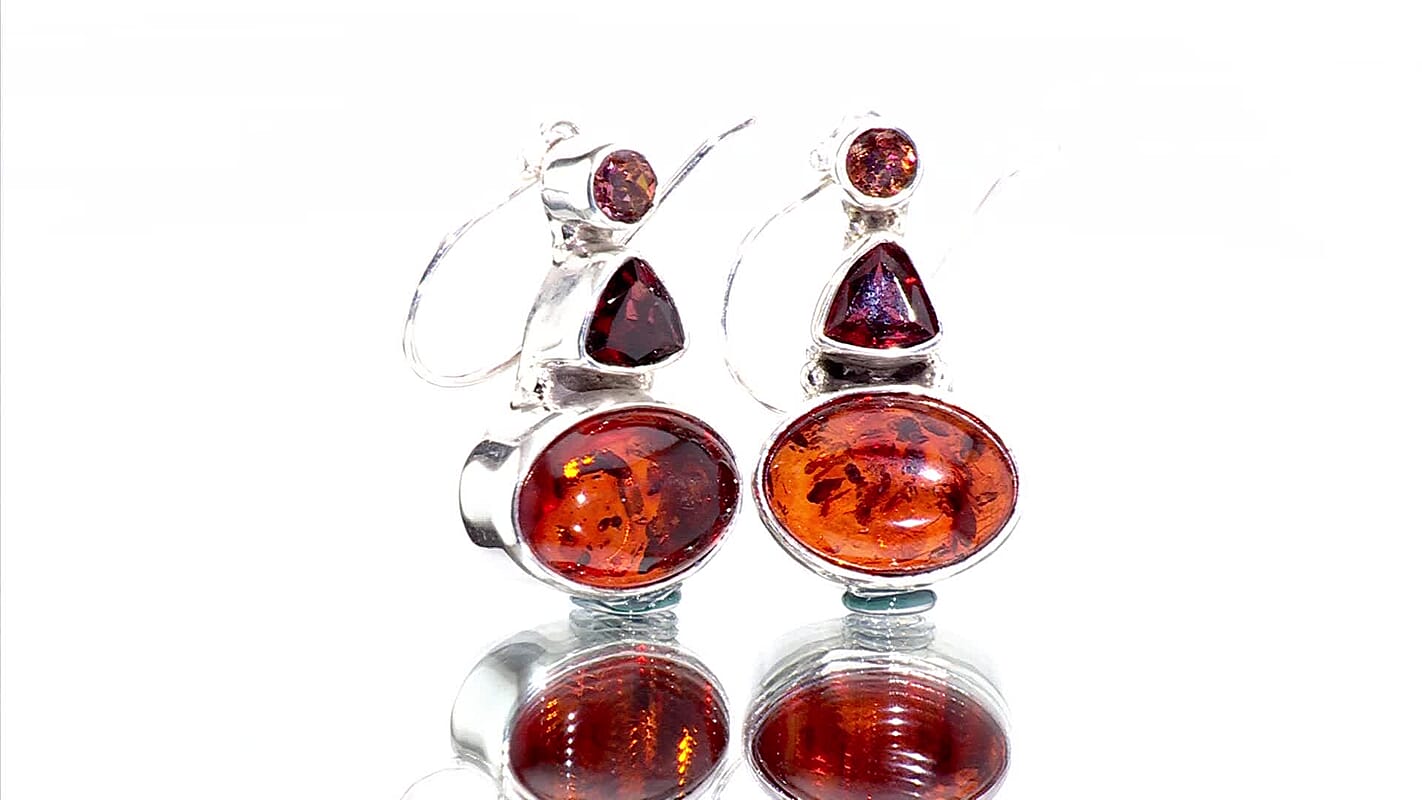 D''Joy Sajen Silver Baltic Amber, Multi Gemstone Earrings in Sterling Silver 2.25 ctw