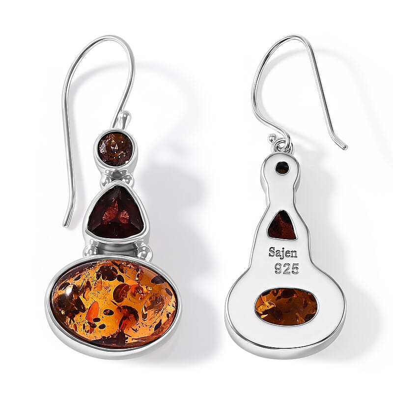 D'Joy Sajen Silver Baltic Amber and Multi Gemstone 2.25 ctw Earrings in Sterling Silver