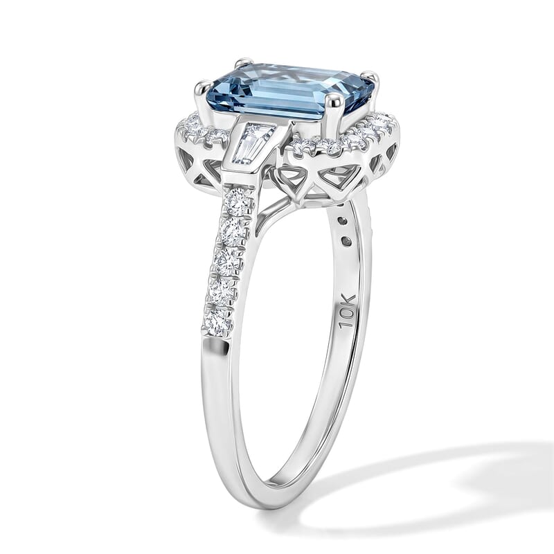 Certified & Appraised Luxoro 10K White Gold AAA Santamaria Aquamarine, Diamond (I2) Ring (Size 5.0) 1.85 ctw