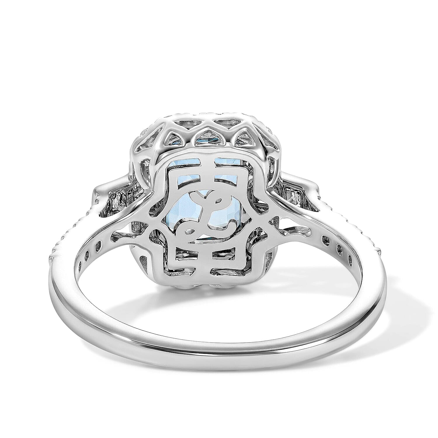 Certified & Appraised Luxoro 10K White Gold AAA Santamaria Aquamarine, Diamond (I2) Ring (Size 5.0) 1.85 ctw