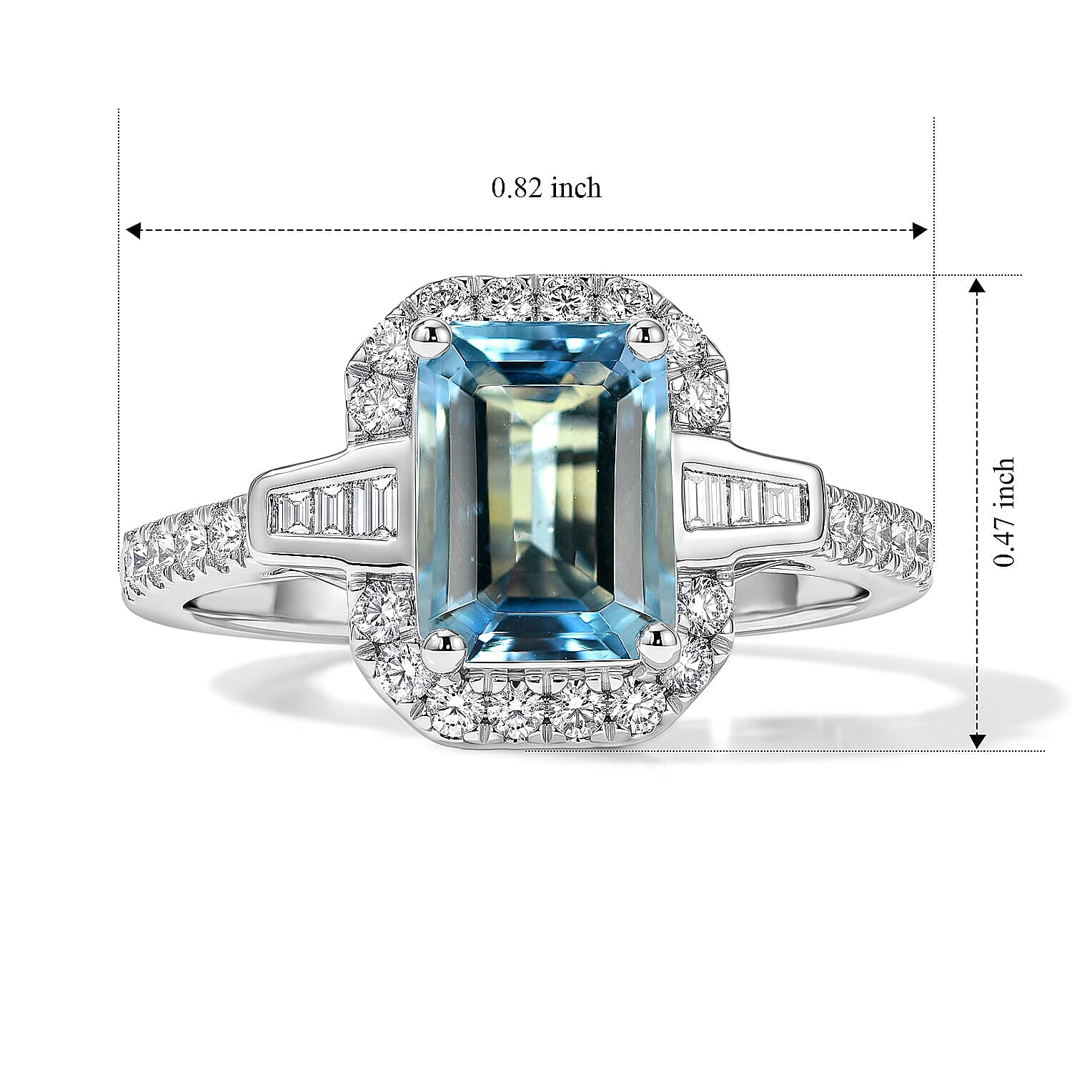 Certified & Appraised Luxoro 10K White Gold AAA Santamaria Aquamarine, Diamond (I2) Ring (Size 5.0) 1.85 ctw