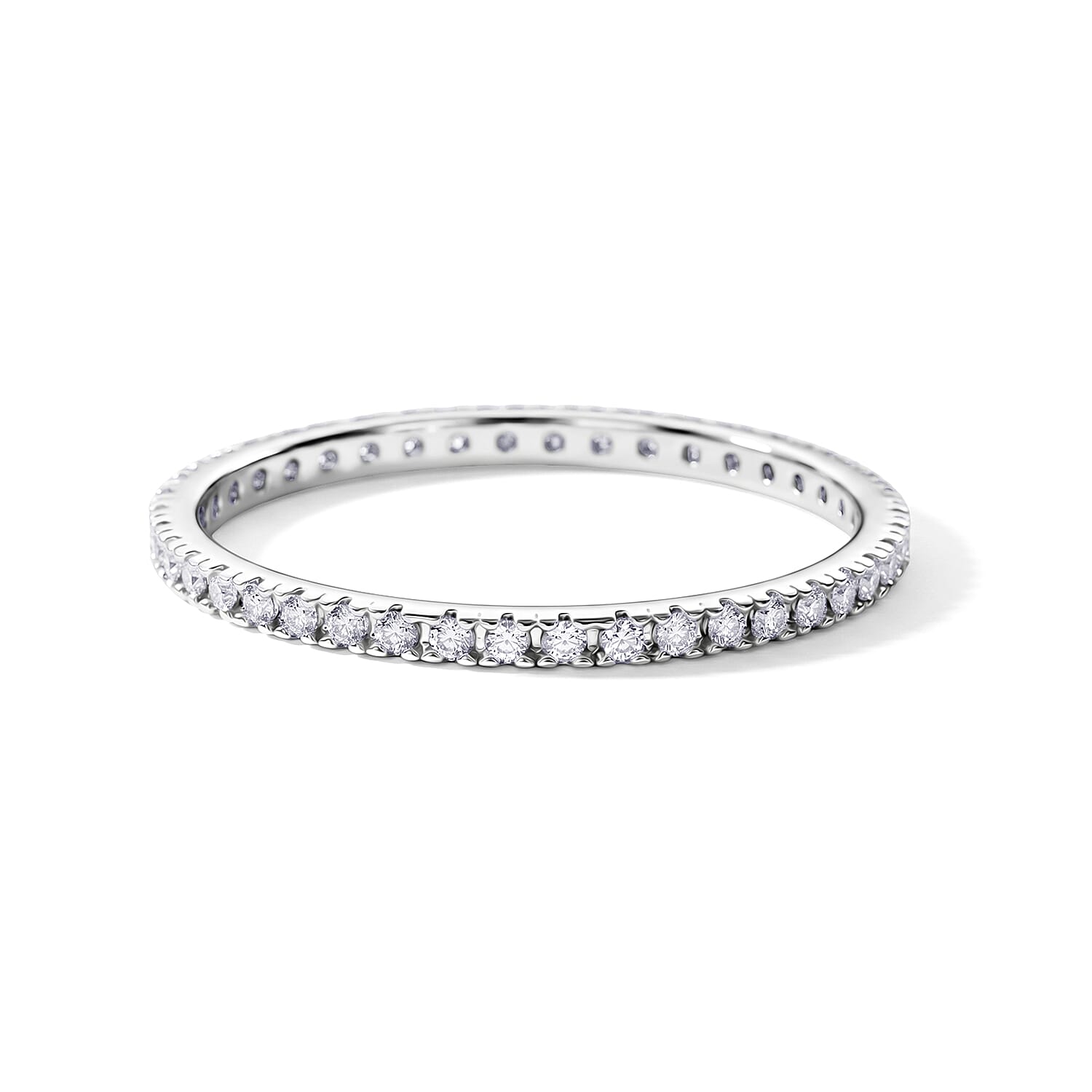 Simulated Diamond Band Ring in Sterling Silver (Size 10.0)