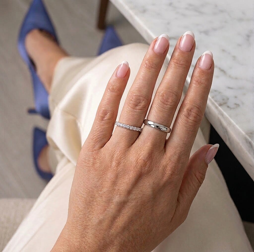 Simulated Diamond Band Ring in Sterling Silver (Size 10.0)