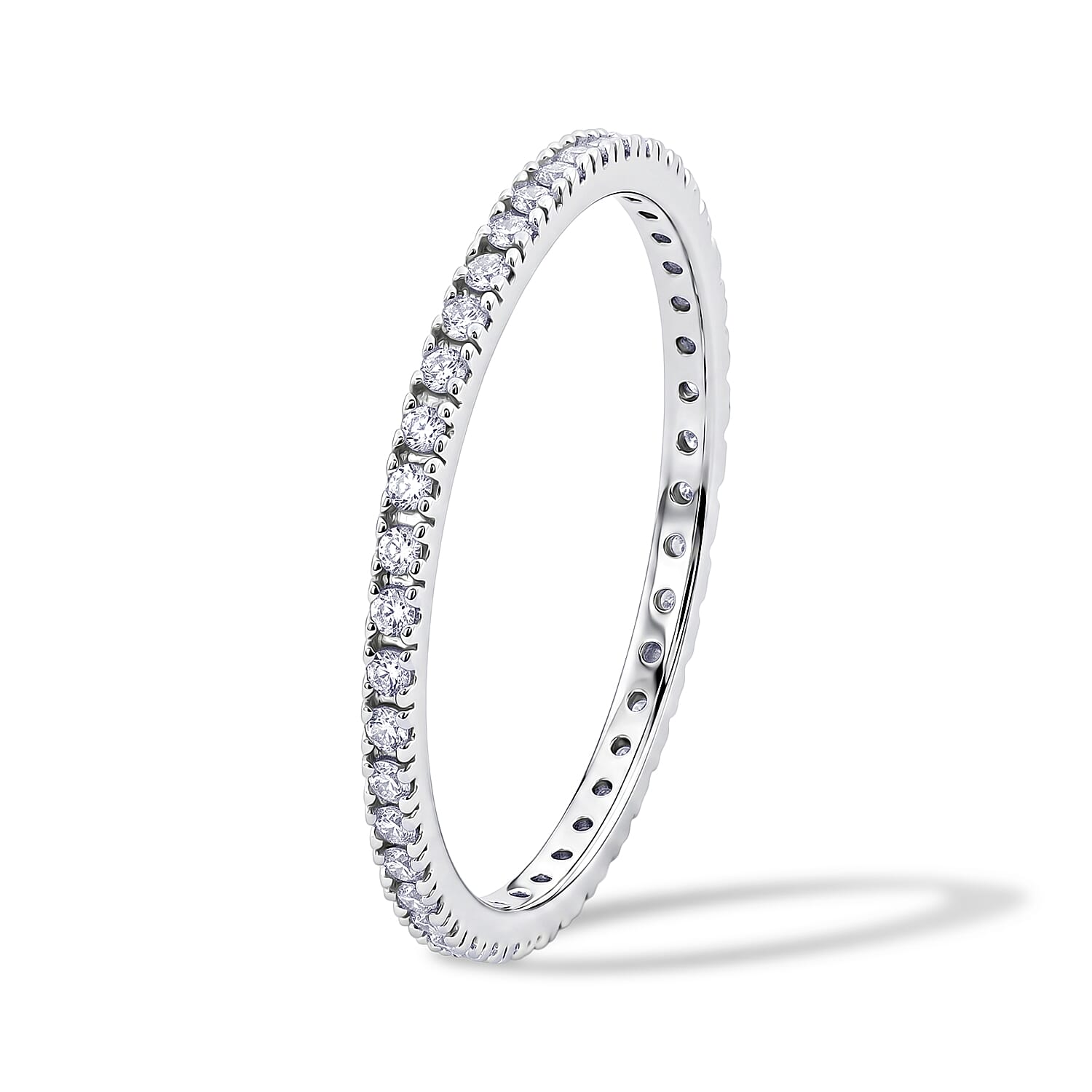 Simulated Diamond Band Ring in Sterling Silver (Size 10.0)