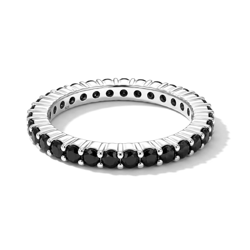 Black Onyx 0.60 ctw Band Ring in Sterling Silver (Size 6.0)