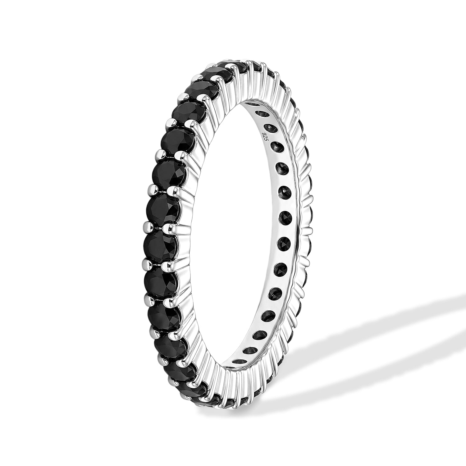 Black Onyx 0.60 ctw Band Ring in Sterling Silver (Size 6.0)