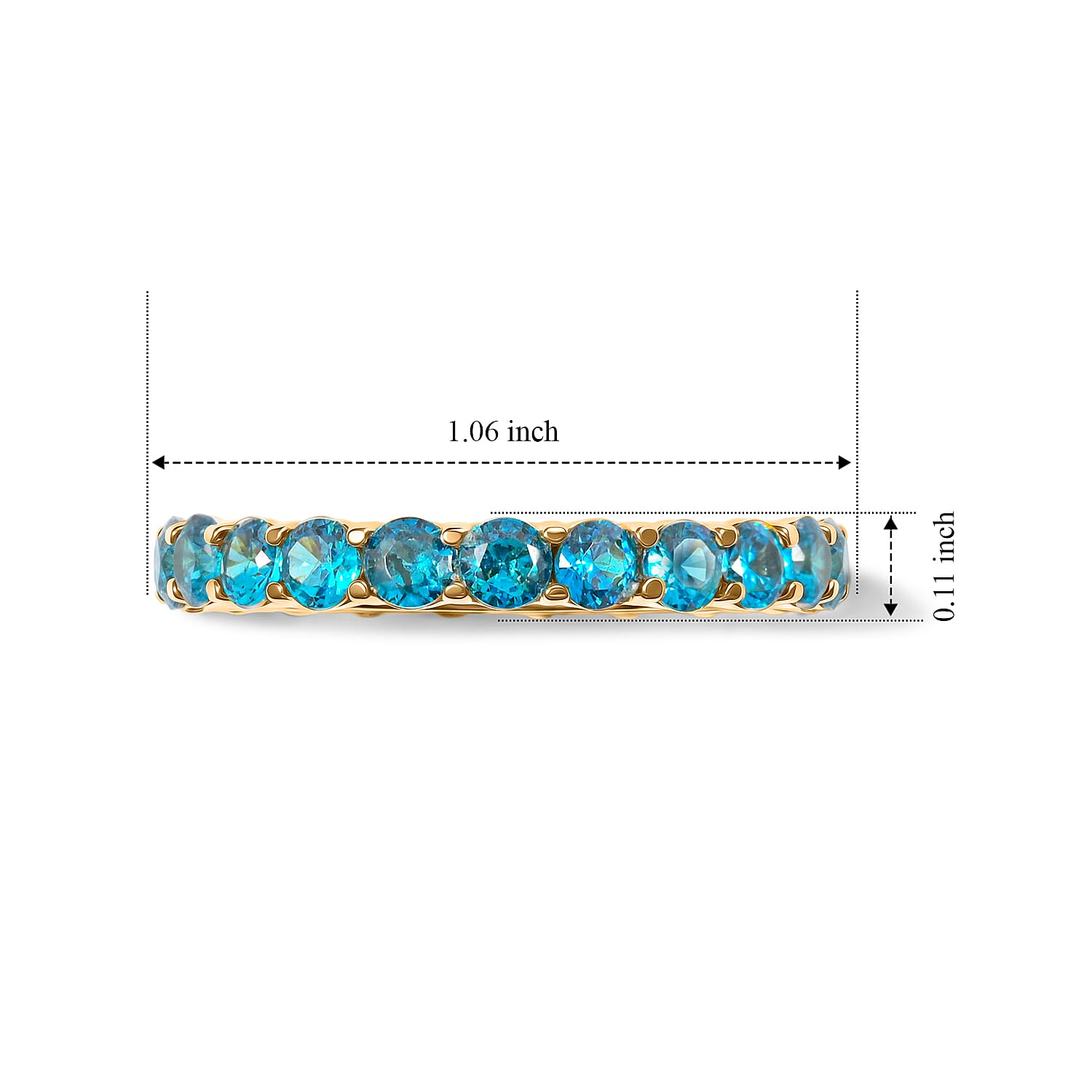 Blue Topaz 1.85 ctw Band Ring in 14K Yellow Gold Over Sterling Silver (Size 8.0)