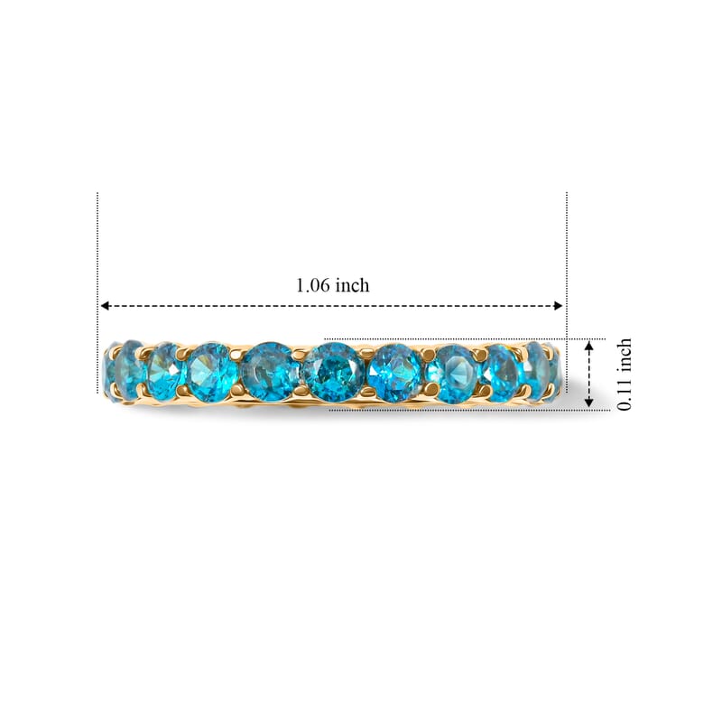 Blue Topaz 1.85 ctw Band Ring in 14K Yellow Gold Over Sterling Silver (Size 8.0)
