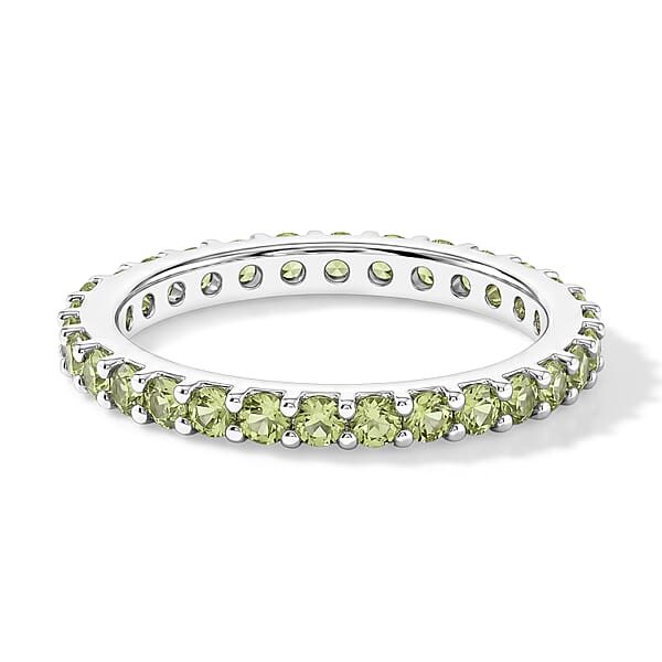 Hebei Peridot 0.60 ctw Band Ring in Sterling Silver (Size 7.0)