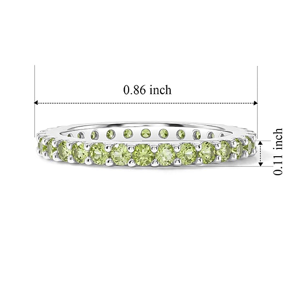 Hebei Peridot 0.60 ctw Band Ring in Sterling Silver (Size 7.0)