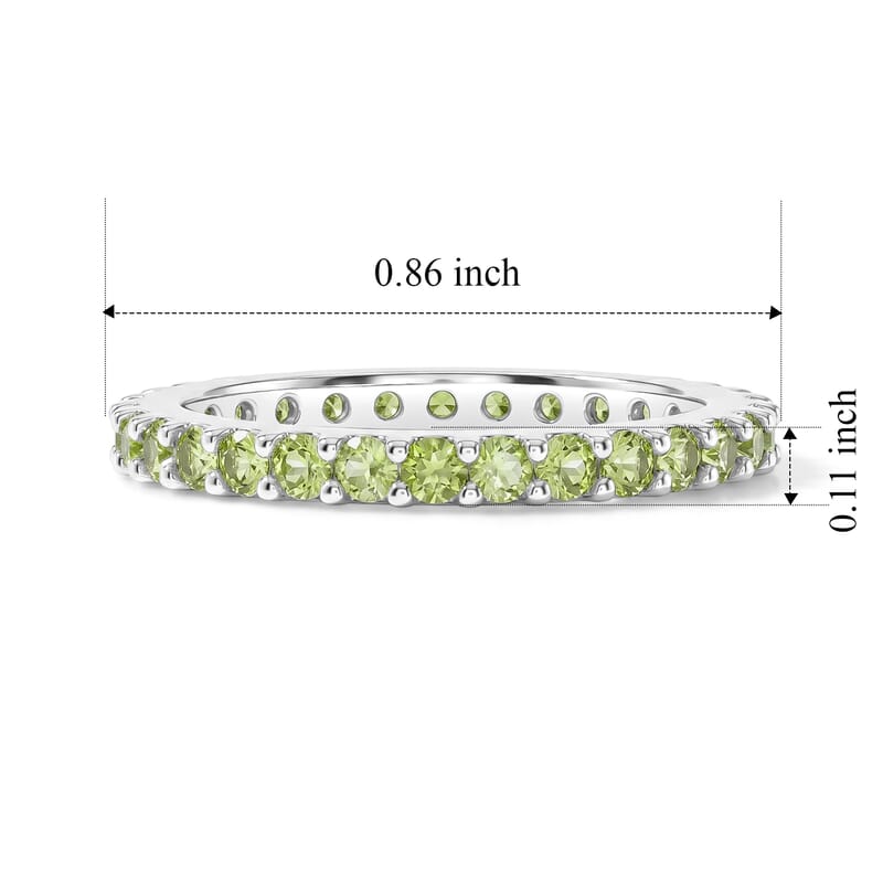Hebei Peridot 0.60 ctw Band Ring in Sterling Silver (Size 7.0)
