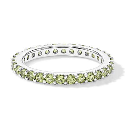 Hebei Peridot 0.60 ctw Band Ring in Sterling Silver (Size 8.0)