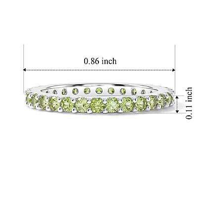 Hebei Peridot 0.60 ctw Band Ring in Sterling Silver (Size 8.0)