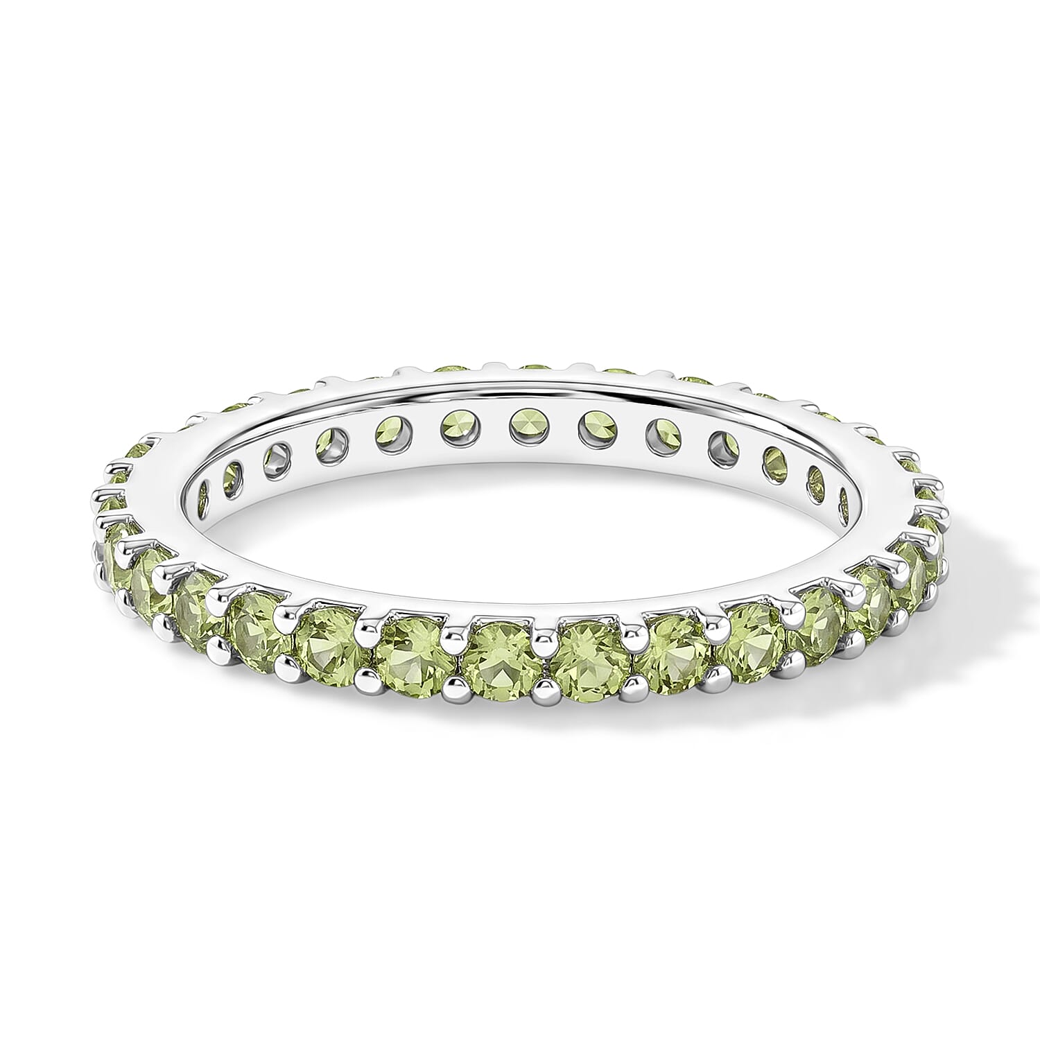 Hebei Peridot 0.60 ctw Band Ring in Sterling Silver (Size 9.0)