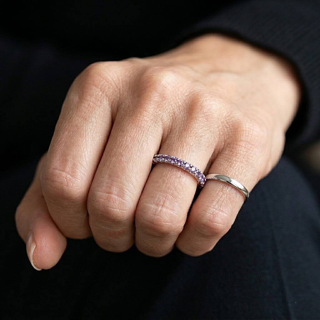 Amethyst 0.35 ctw Band Ring in Sterling Silver (Size 7.0)