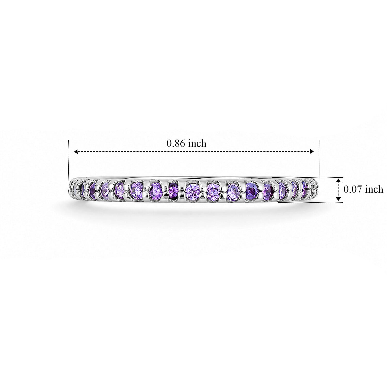 Amethyst 0.35 ctw Band Ring in Sterling Silver (Size 7.0)