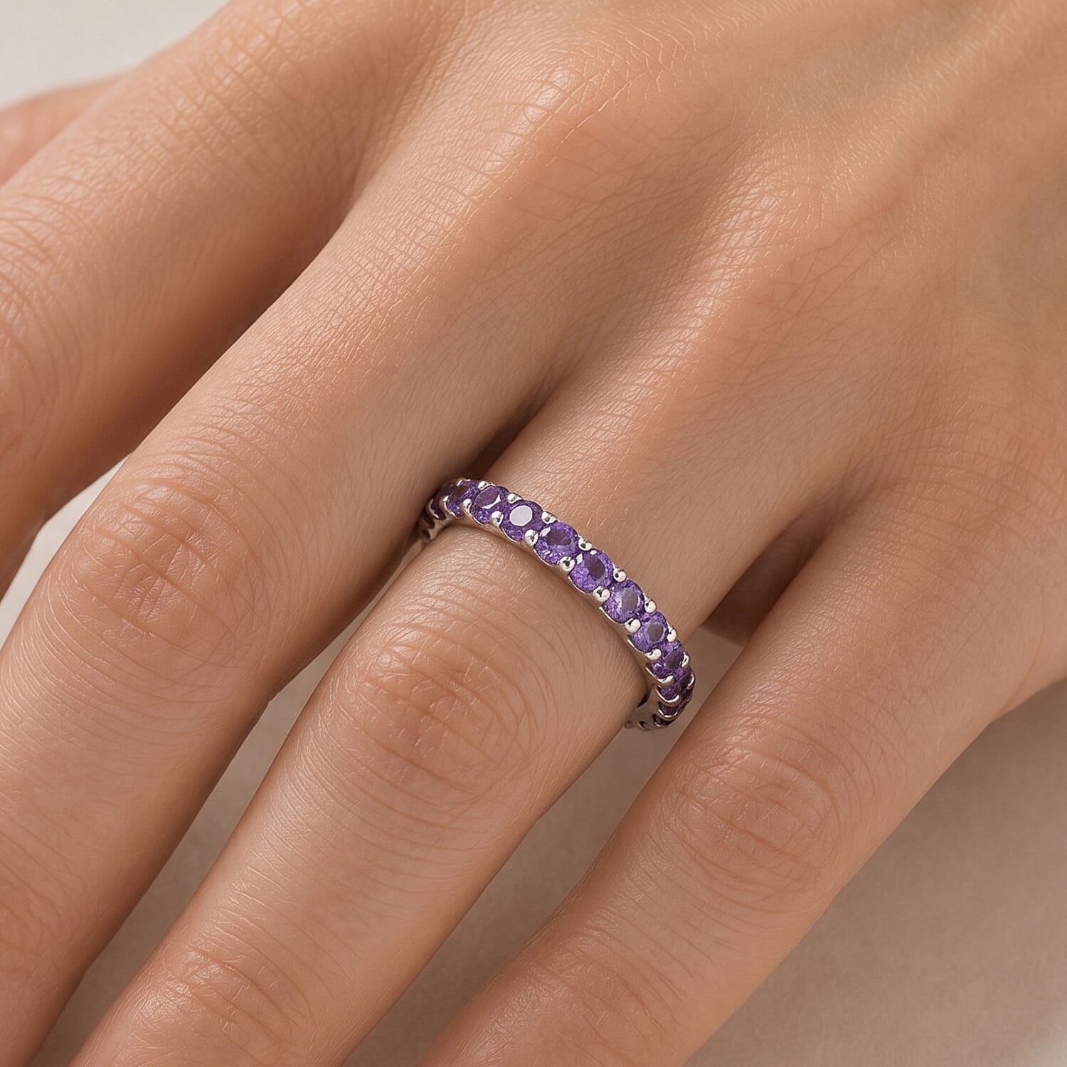 Amethyst 0.50 ctw Band Ring in Sterling Silver (Size 7.0)