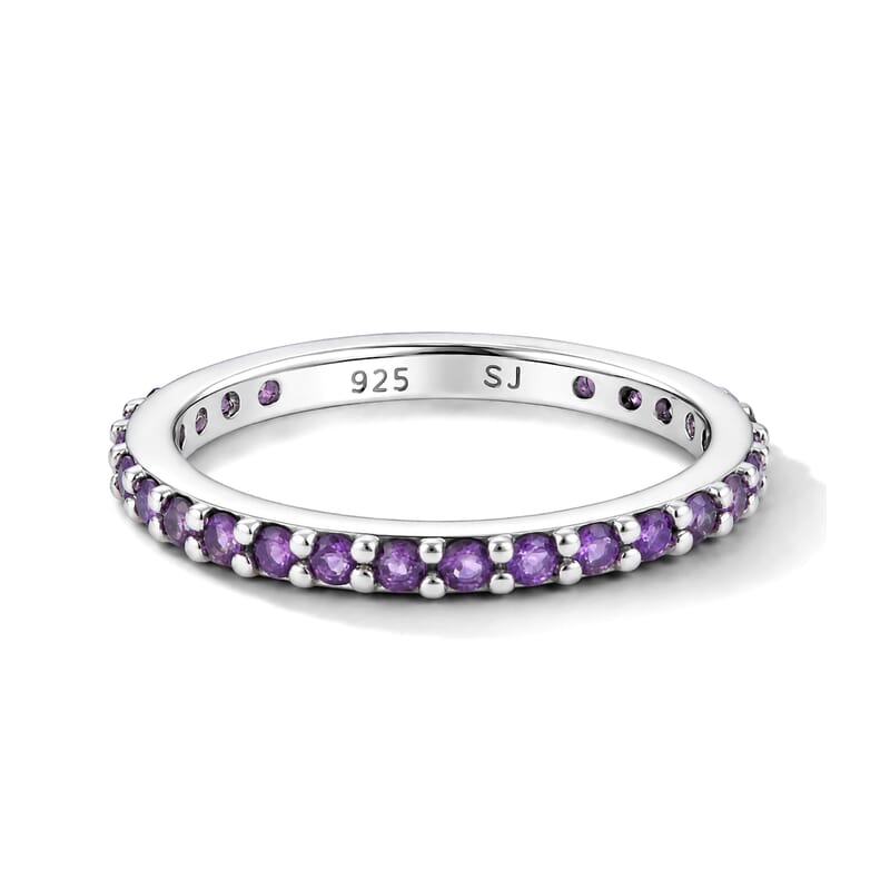 Amethyst 0.50 ctw Band Ring in Sterling Silver (Size 7.0)