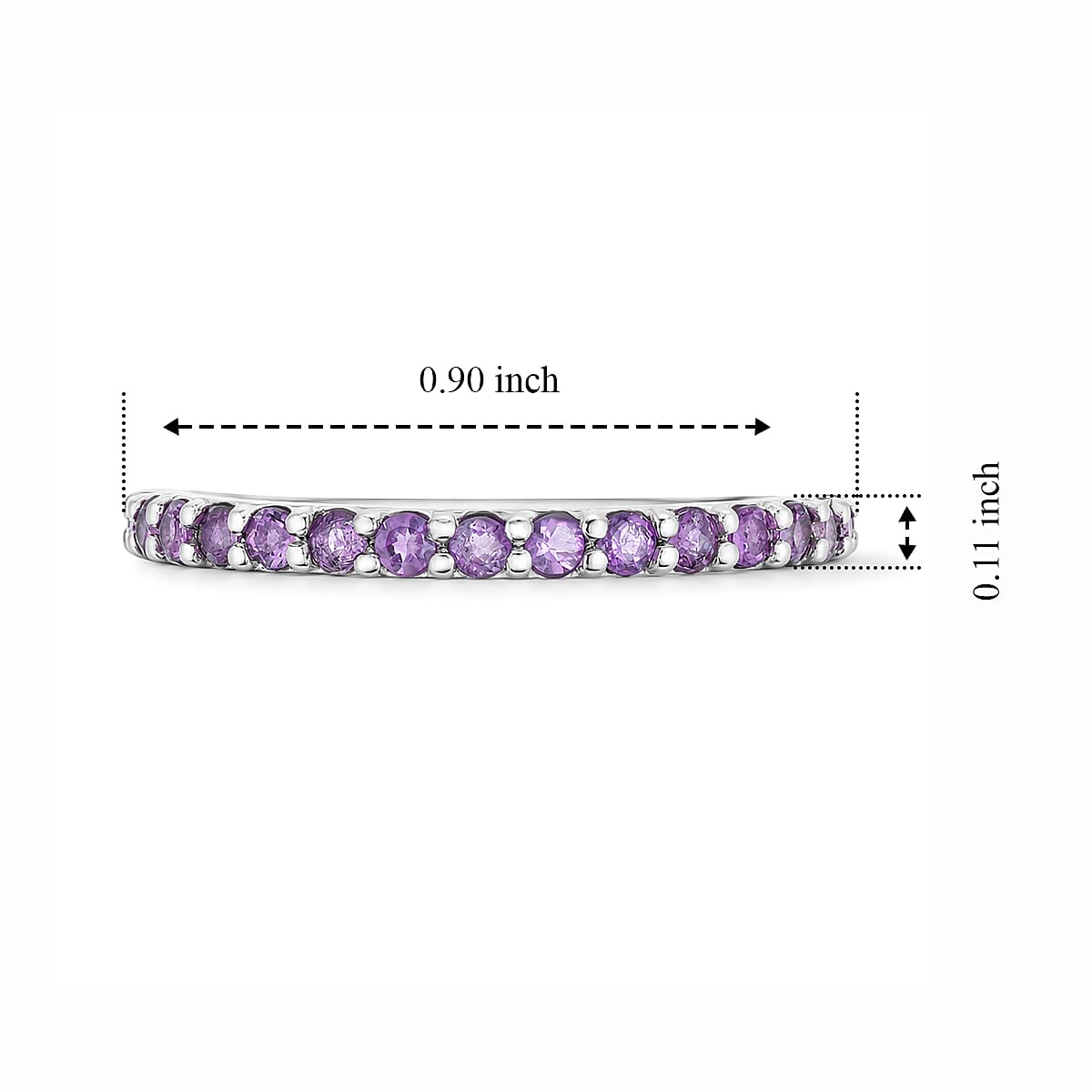 Amethyst 0.50 ctw Band Ring in Sterling Silver (Size 7.0)