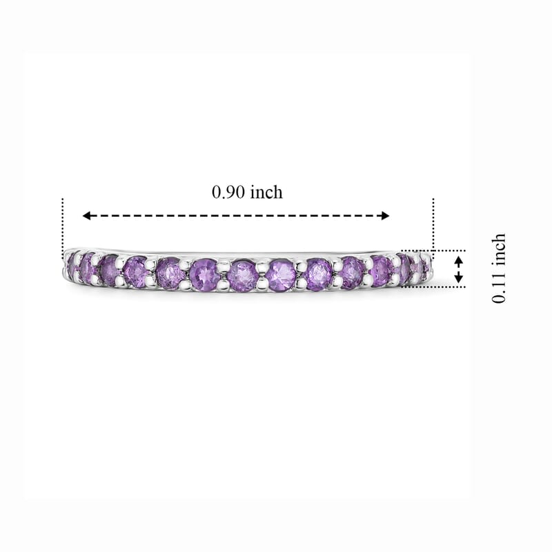 Amethyst 0.50 ctw Band Ring in Sterling Silver (Size 7.0)