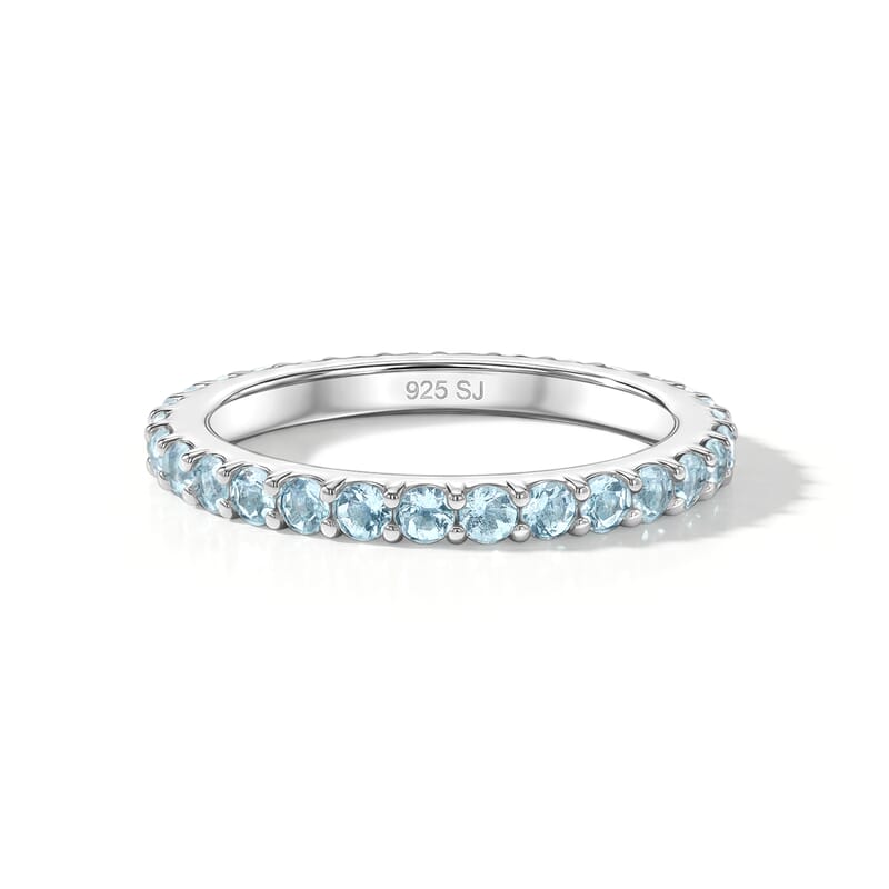 White Topaz 0.50 ctw Band Ring in Sterling Silver (Size 8.0)