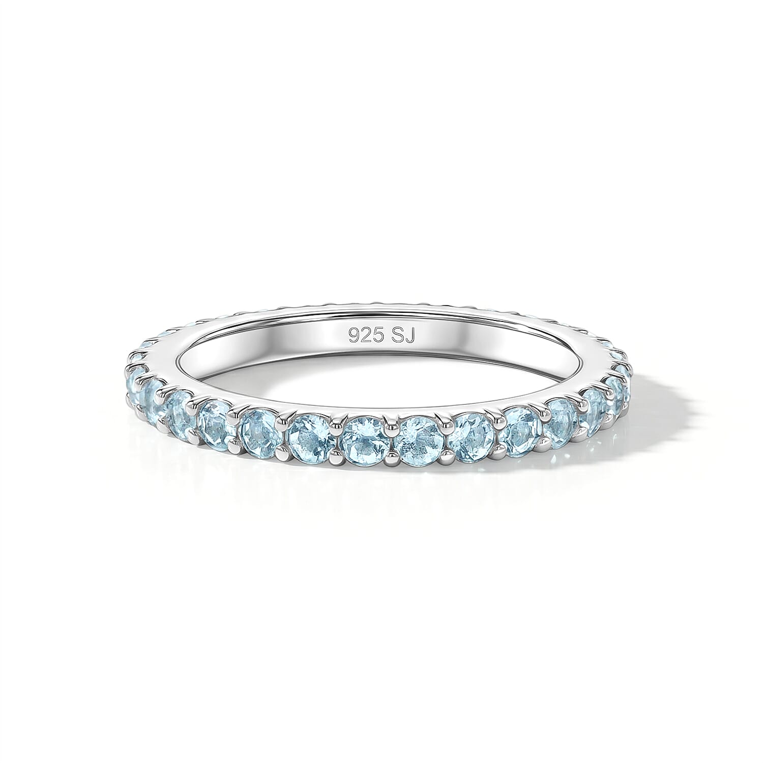 White Topaz 0.50 ctw Band Ring in Sterling Silver (Size 10.0)