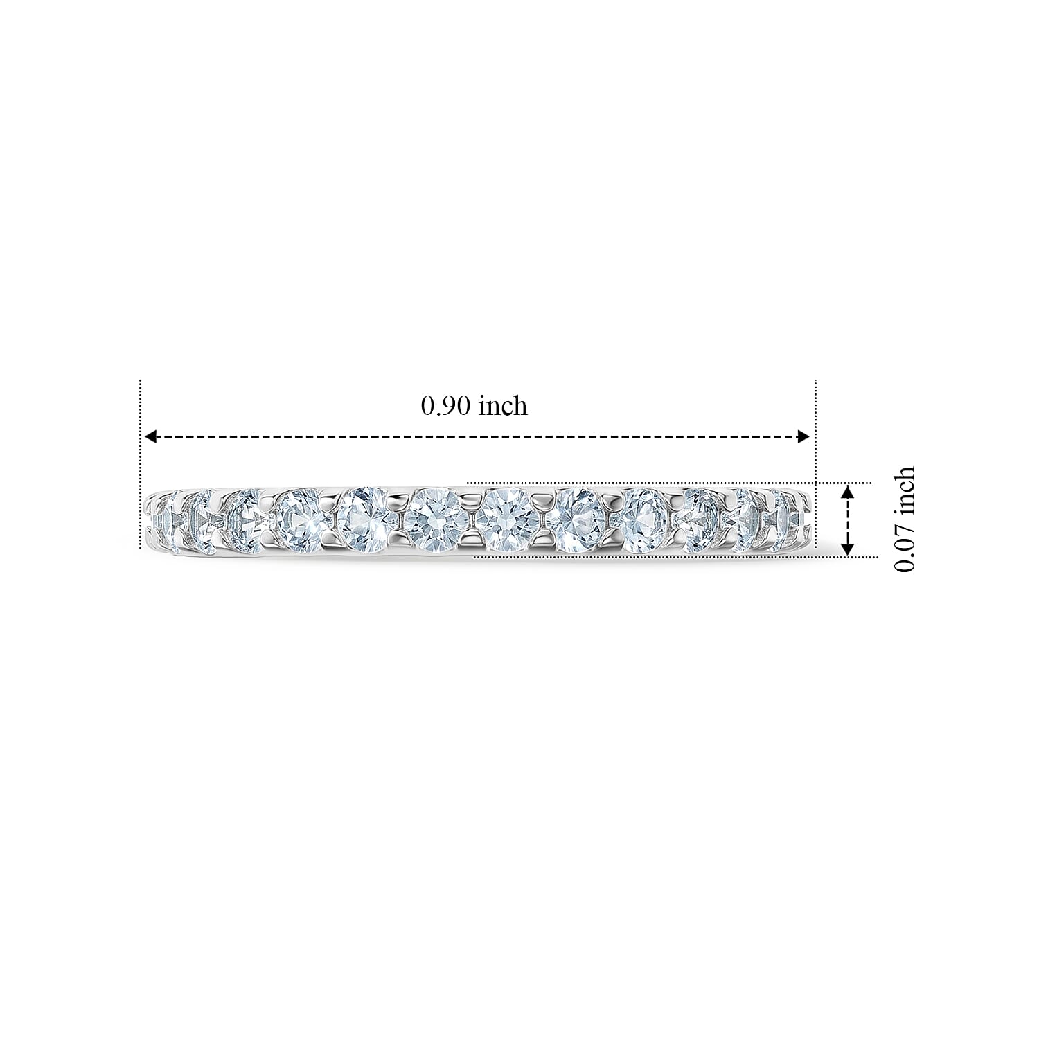 White Topaz 0.50 ctw Band Ring in Sterling Silver (Size 10.0)