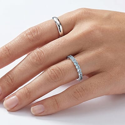 White Topaz 0.50 ctw Band Ring in Sterling Silver (Size 11.0)