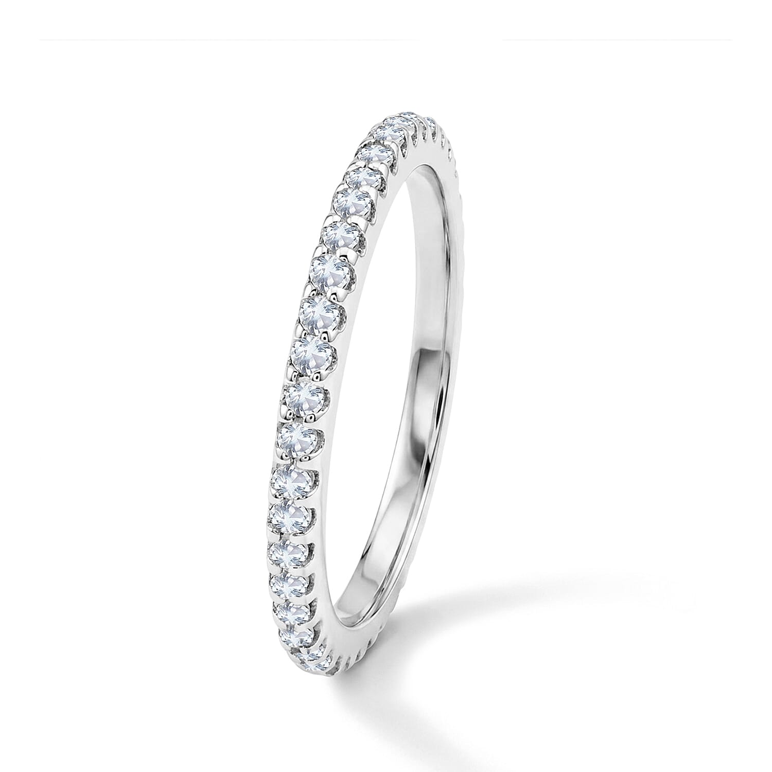 White Topaz 0.40 ctw Band Ring in Sterling Silver (Size 9.0)
