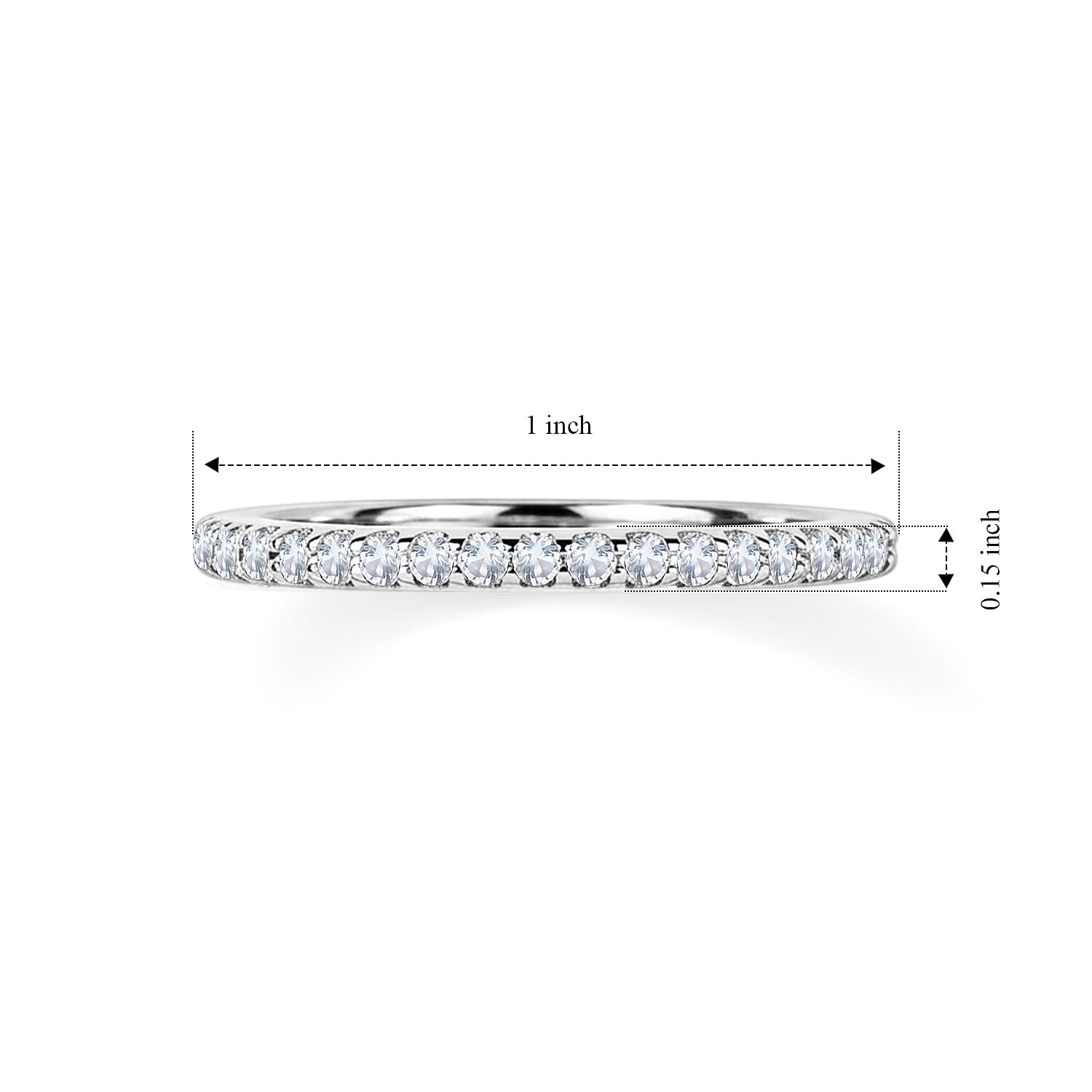 White Topaz 0.40 ctw Band Ring in Sterling Silver (Size 9.0)