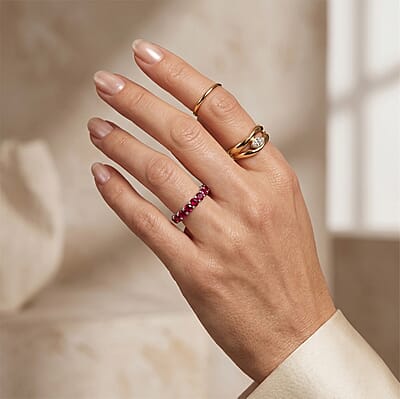 Ruby 0.65 ctw Band Ring in Sterling Silver (Size 10.0)