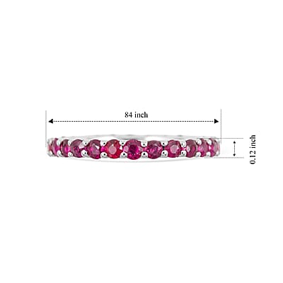 Ruby 0.65 ctw Band Ring in Sterling Silver (Size 10.0)