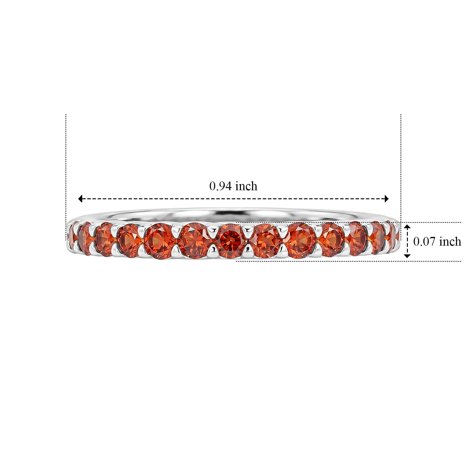 Simulated Orange Color Diamond Ring in Sterling Silver (Size 6.0)