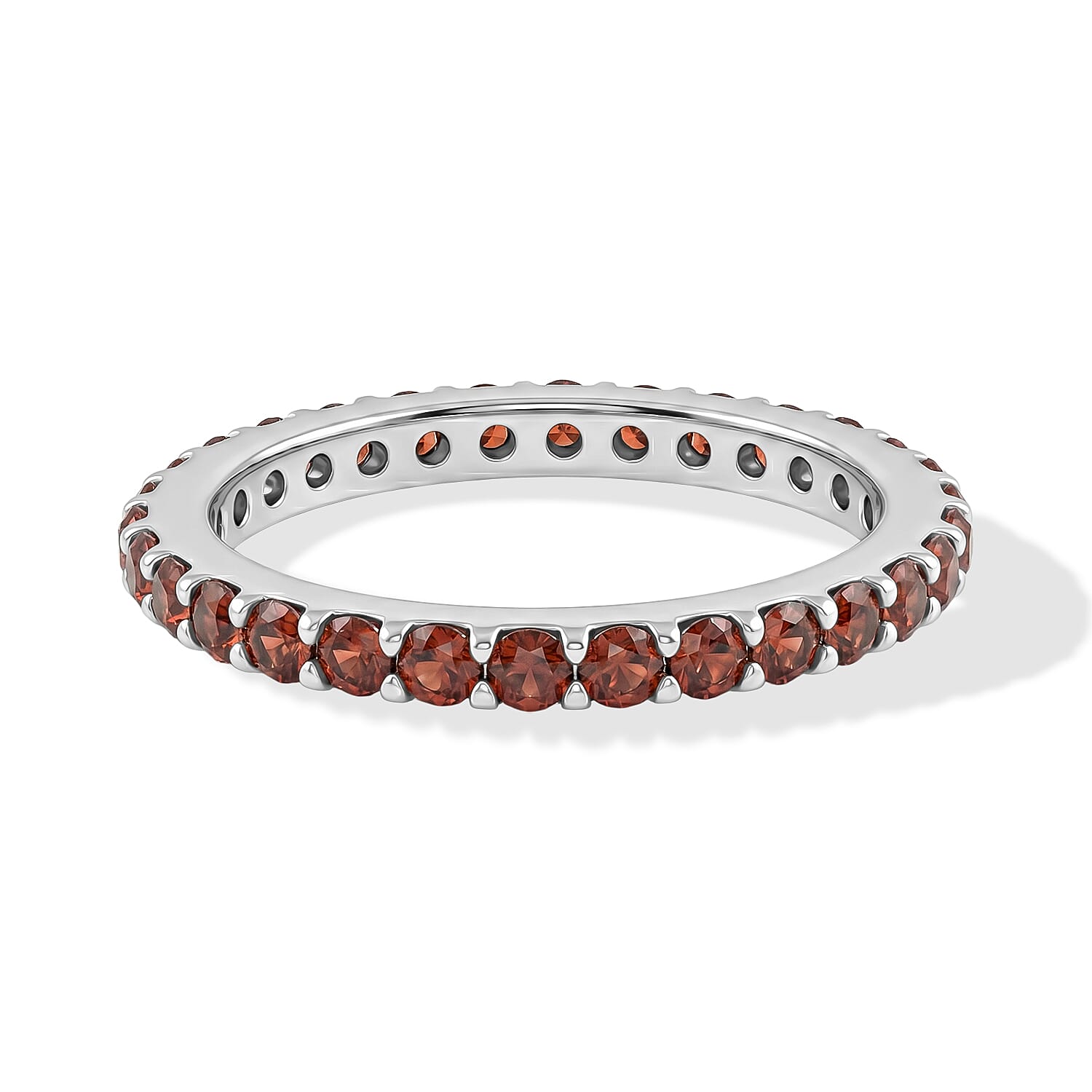 Simulated Orange Color Diamond Ring in Sterling Silver (Size 9.0)