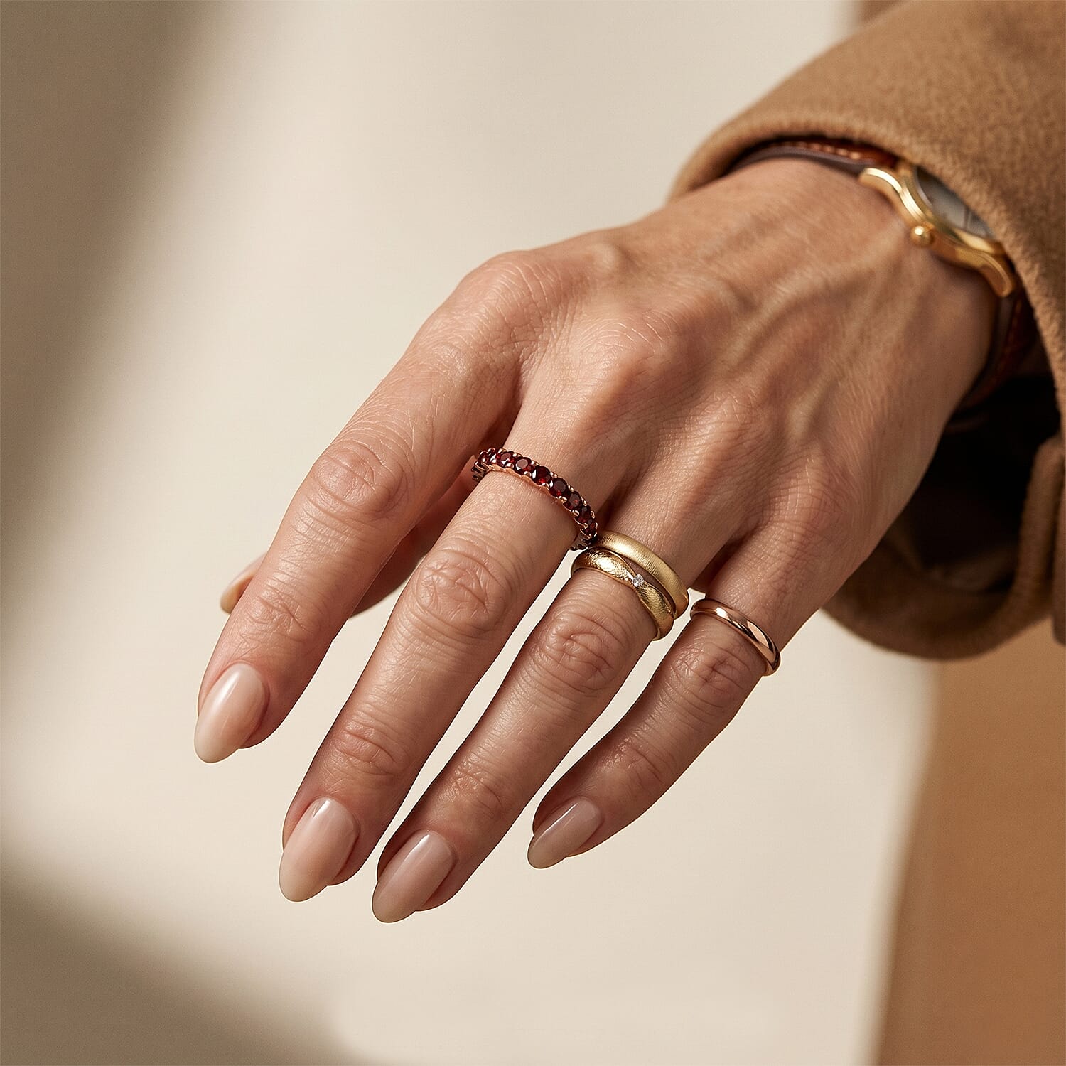Simulated Orange Color Diamond Ring in 14K Rose Gold Over Sterling Silver (Size 7.0)