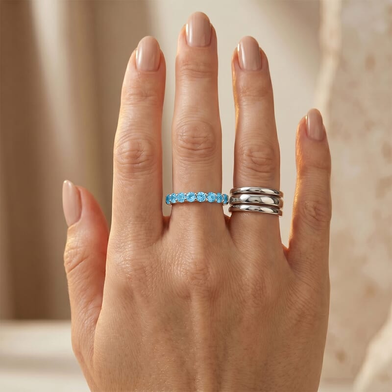 Blue Topaz 0.54 ctw Ring in Sterling Silver (Size 7.0)