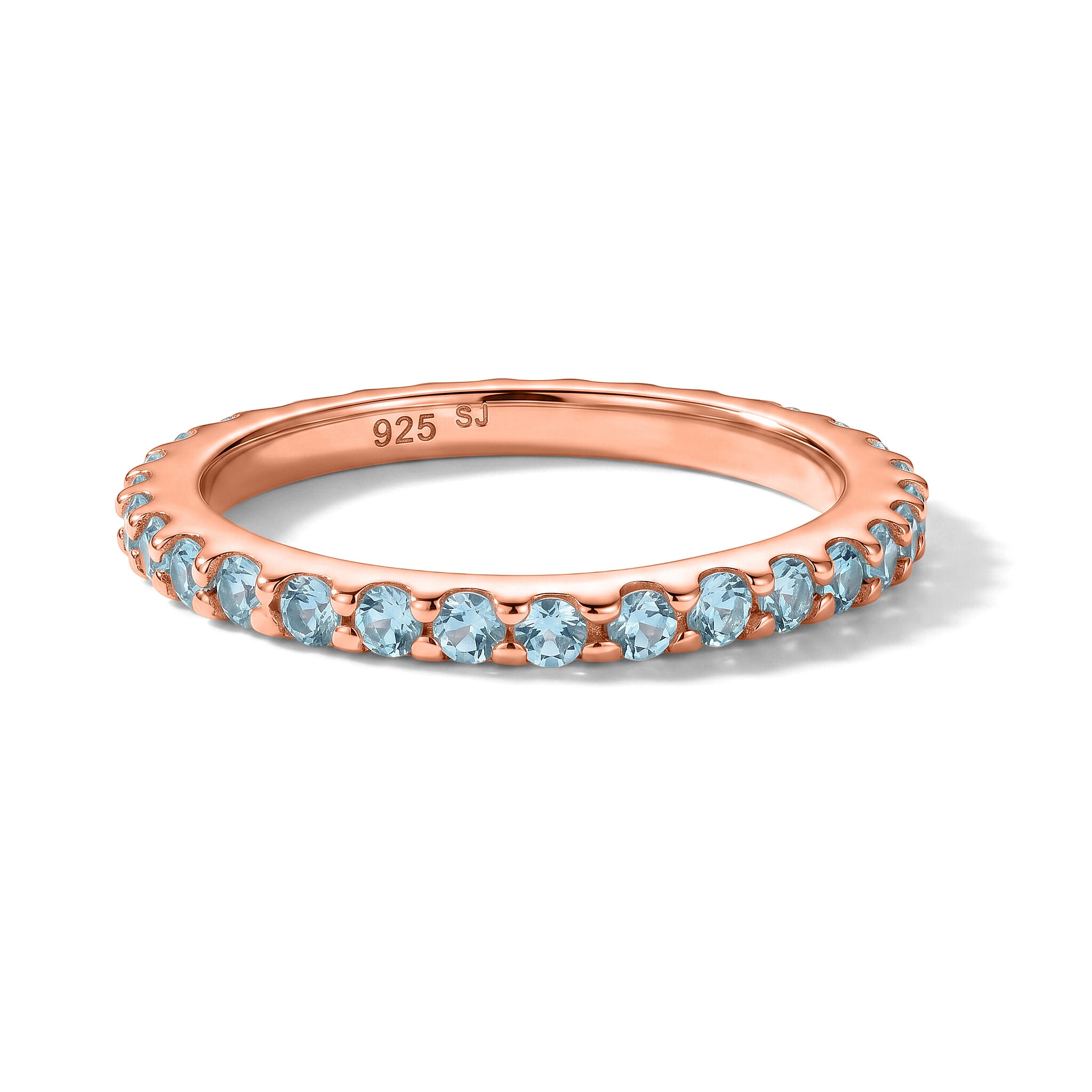Blue Topaz 0.54 ctw Ring in 14K Rose Gold Over Sterling Silver (Size 8.0)
