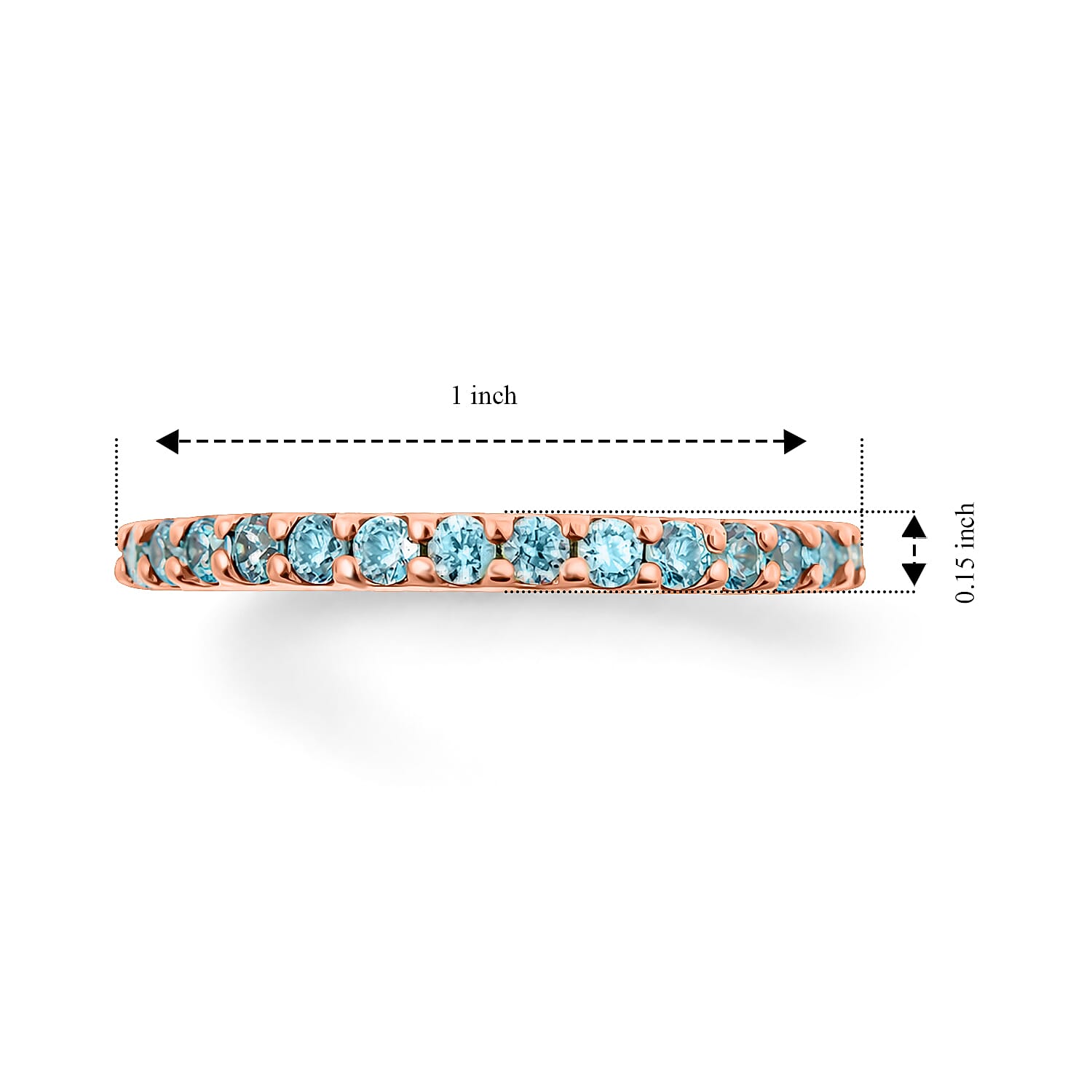 Blue Topaz 0.54 ctw Ring in 14K Rose Gold Over Sterling Silver (Size 8.0)