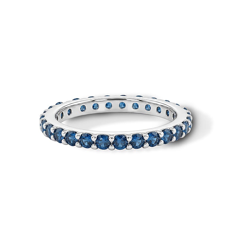 Simulated Blue Diamond Ring in Sterling Silver