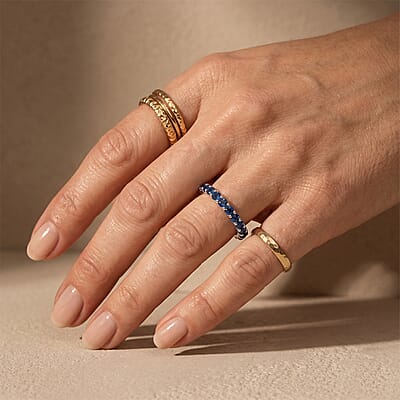 Simulated Blue Diamond Ring in Sterling Silver