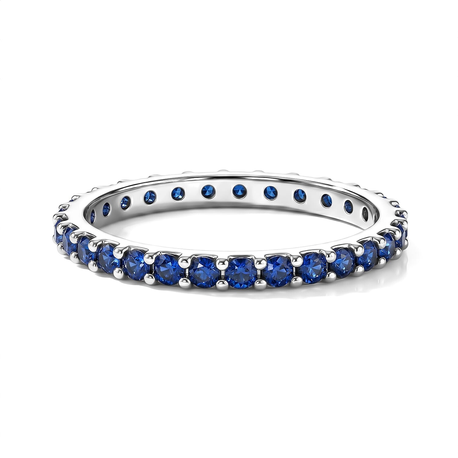 Simulated Blue Diamond Ring in Sterling Silver (Size 8.0)