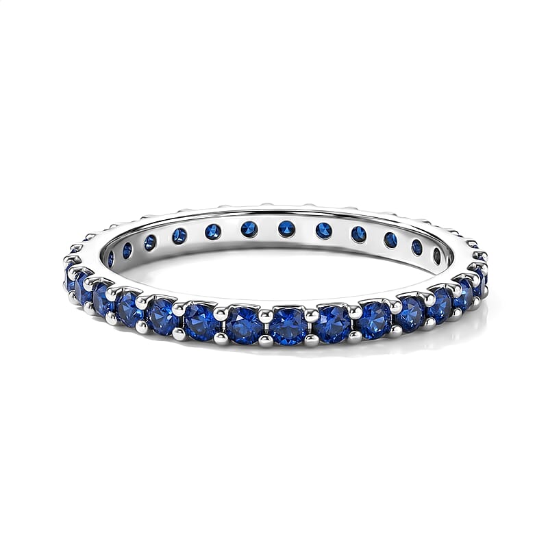 Simulated Blue Diamond Ring in Silver (Size 9.0)