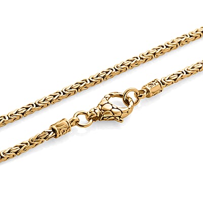 D'Joy Passport to Turkey 2.5mm Square Byzantine Necklace in 22K Vermeil Yellow Gold Over Sterling Silver 20 Inches 23.50 Grams